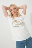 Baskılı Basic Bisiklet Yaka Örme T-Shirt thumbnail 3
