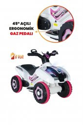 Uj Toys Müzikli Ve Led Işıklı Ranger Akülü Atv 6v-beyaz Prenses thumbnail 2