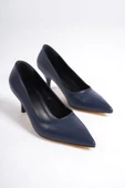 Lacivert Kısa Topuklu Stiletto Ayakkabı - Candy thumbnail 4