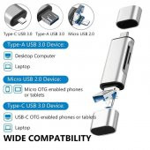 Type C Usb Kart Okuyucu Micro Sd Card Reader Çevirici Dönüştürücü Adaptör thumbnail 7