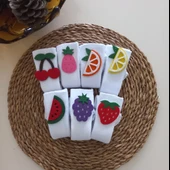 MARS BABY Kız Bebek Beyaz Karpuz Çilek Portakal Limon Ananas Böğürtlen Keçe Figürlü Dizaltı Çorap thumbnail 2