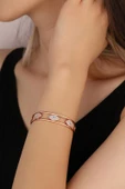 Taşlı Gözlü Gümüş Kelepçe Bilezik thumbnail 1