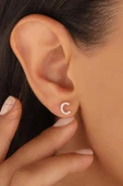 Çivili Gümüş Harf Küpe thumbnail 3