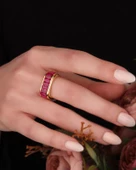Ruby Baget Taşlı Gümüş Yüzük thumbnail 1