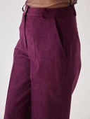 Süet Bordo Bol Paça Pantolon thumbnail 3
