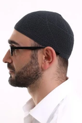 Dantel Pamuklu Triko Makine Örme Takke Siyah thumbnail 3