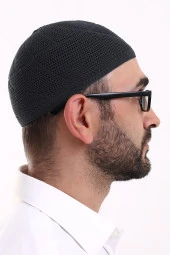 Dantel Pamuklu Triko Makine Örme Takke Siyah thumbnail 4