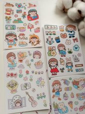 Kawaii Kız Tema Etiket Sticker Set thumbnail 4