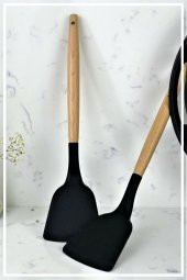 Bambu Saplı Silikon Spatula - Siyah thumbnail 1