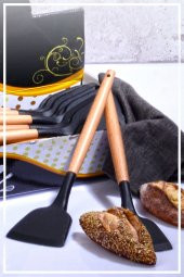 Bambu Saplı Silikon Spatula - Siyah thumbnail 2