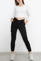 Beli Lastikli Kargo Pantolon Siyah - 8984.160. thumbnail 2