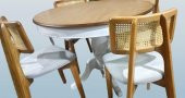 Masa Sandalye 90180 Tk Ihlamur Baba Ayak Model MDF Tabla 100cm Beyaz Ceviz ElYapı thumbnail 3