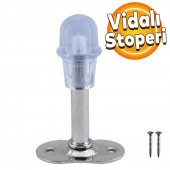Kapı Stoperi Tamponu Krom 8 cm Metal Kapı Durdurucu Tutucu Kapı Stopu Silikonlu thumbnail 1