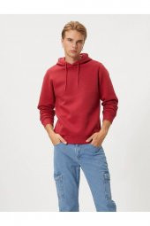 4WAM70023MK Koton Erkek Sweat BORDO thumbnail 1