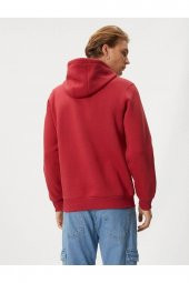 4WAM70023MK Koton Erkek Sweat BORDO thumbnail 5