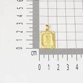 E Harf Kolye Kare Plakalı 14 Ayar Altın thumbnail 6