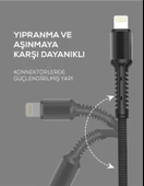 Zore LS63 1 Metre Örgü Lightning Usb Kablo thumbnail 2