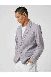 Basic Blazer Ceket Geniş Yaka Düğmeli Cep Detaylı thumbnail 1