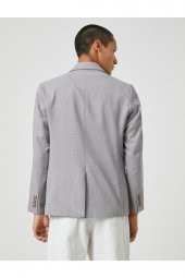 Basic Blazer Ceket Geniş Yaka Düğmeli Cep Detaylı thumbnail 4