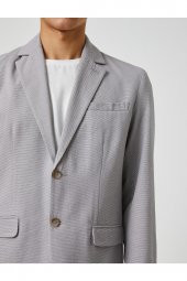 Basic Blazer Ceket Geniş Yaka Düğmeli Cep Detaylı thumbnail 5
