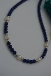 STONEAGE Lapis Lazuli ve İncili Bayan Kolye thumbnail 4
