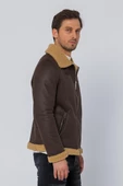 Erkek Regular Fit İçi Yünlü Fermuar Detaylı Deri İşçilikli Klasik Napa Deri Mont thumbnail 10