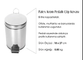 Palex Krom Pedallı Çöp Kovası 5 Litre thumbnail 2
