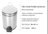 Palex Krom Pedallı Çöp Kovası 8 Litre thumbnail 2