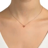 925 Ayar Gümüş Diamond Kolye, Pembe thumbnail 1