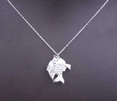 925 Ayar Gümüş Balık Charm Kolye, Beyaz thumbnail 2