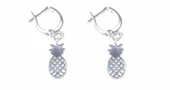 925 Ayar Gümüş Ananas Modeli Klipsli Küpe, Beyaz thumbnail 2