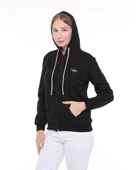 Backpacker Kadın Sweatshirt Kapüşonlu Fermuarlı Siyah thumbnail 4