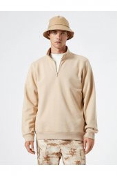 4WAM70126MK Koton Erkek Sweat BEJ thumbnail 3