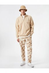 4WAM70126MK Koton Erkek Sweat BEJ thumbnail 4