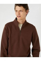 4WAM70126MK Koton Erkek Sweat BEJ thumbnail 5