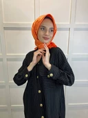 Hint İpek Dama Desenli Monogram Eşarp 00677  ORANGE thumbnail 1