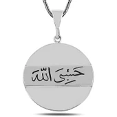 Gümüş Arapça Hasbiyallah Yazılı Kolye T7260 thumbnail 1