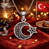 Gümüş Ay Yıldız Bayan Kolye  SL1613 thumbnail 9