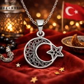 Gümüş Ay Yıldız Bayan Kolye  SL1613 thumbnail 5