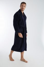 Yaka Fitilli Bambu Cotton Erkek Bornozu thumbnail 3