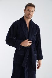 Yaka Fitilli Bambu Cotton Erkek Bornozu thumbnail 4