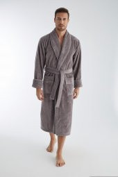 Yaka Fitilli Bambu Cotton Erkek Bornozu thumbnail 6
