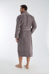 Yaka Fitilli Bambu Cotton Erkek Bornozu thumbnail 8