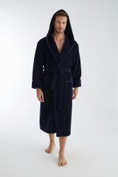 Yaka Fitilli Bambu Cotton Erkek Bornozu thumbnail 1