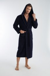 Yaka Fitilli Bambu Cotton Erkek Bornozu thumbnail 2