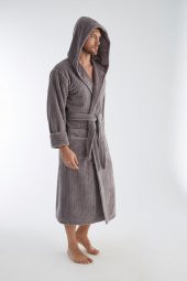 Yaka Fitilli Bambu Cotton Erkek Bornozu thumbnail 8