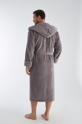 Yaka Fitilli Bambu Cotton Erkek Bornozu thumbnail 10