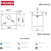 FRANKE MARİS MRG 210/110-52 STONE GREY GRANİT EVYE thumbnail 2