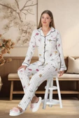 Mecit 5252 Bayan Ekru Boydan Düğmeli Pijama Takımı thumbnail 1