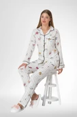 Mecit 5252 Bayan Ekru Boydan Düğmeli Pijama Takımı thumbnail 2